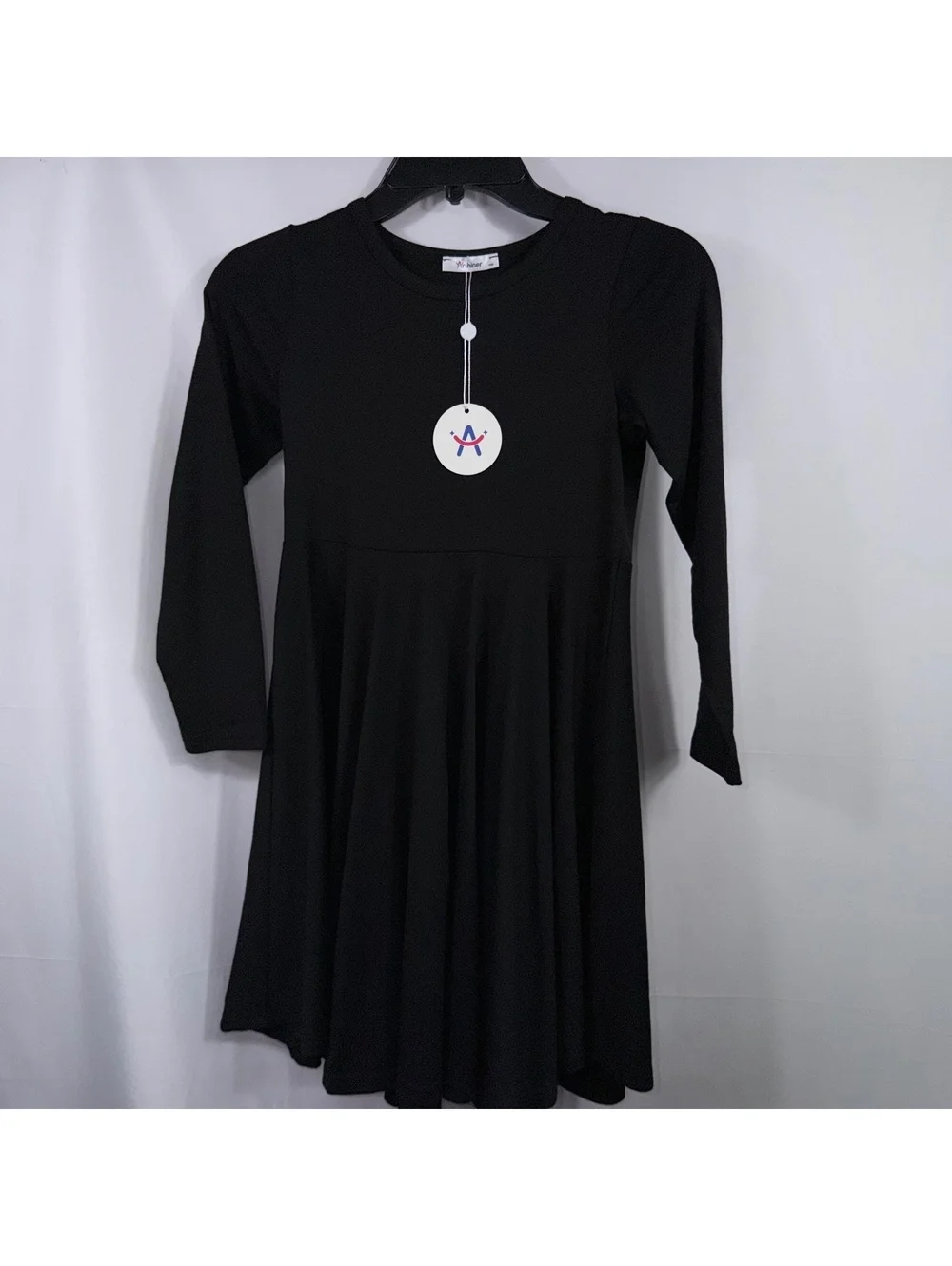 Arshiner Girls Size 140 Black Long Sleeve Fit & Flare Dress